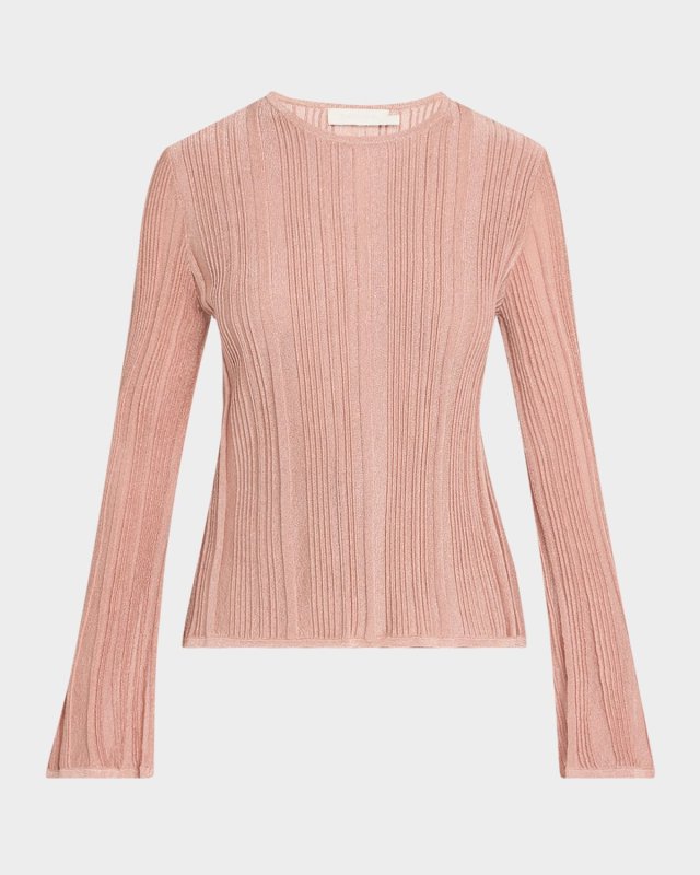 Lucky Long-Sleeve Metallic Top
